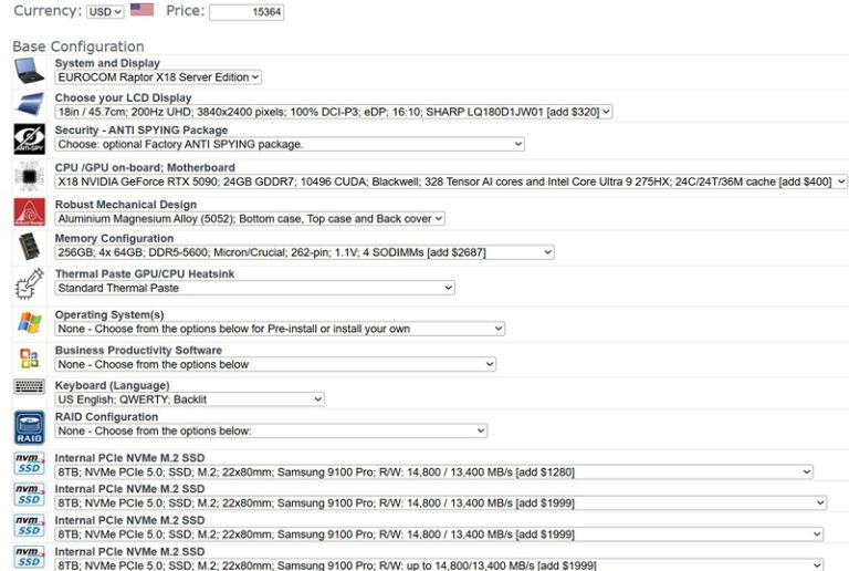 Eurocom Raptor X18 Laptop