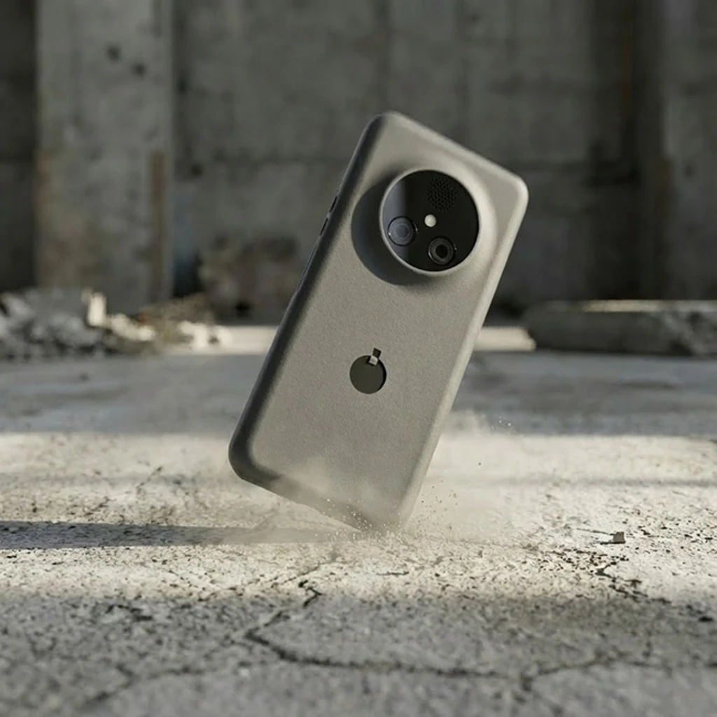 NexPhone у руці, демонструючи його елегантний дизайн та камеру