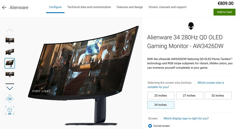 Alienware AW3426DW у Німеччині