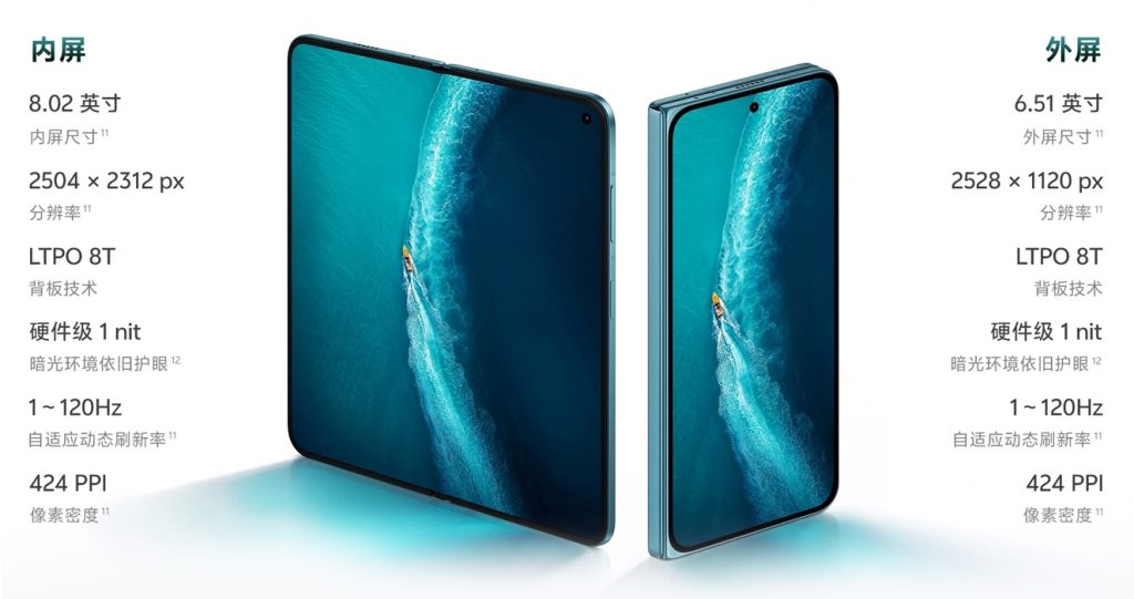 Характеристики внешнего и основного складного экрана Vivo X Fold 6